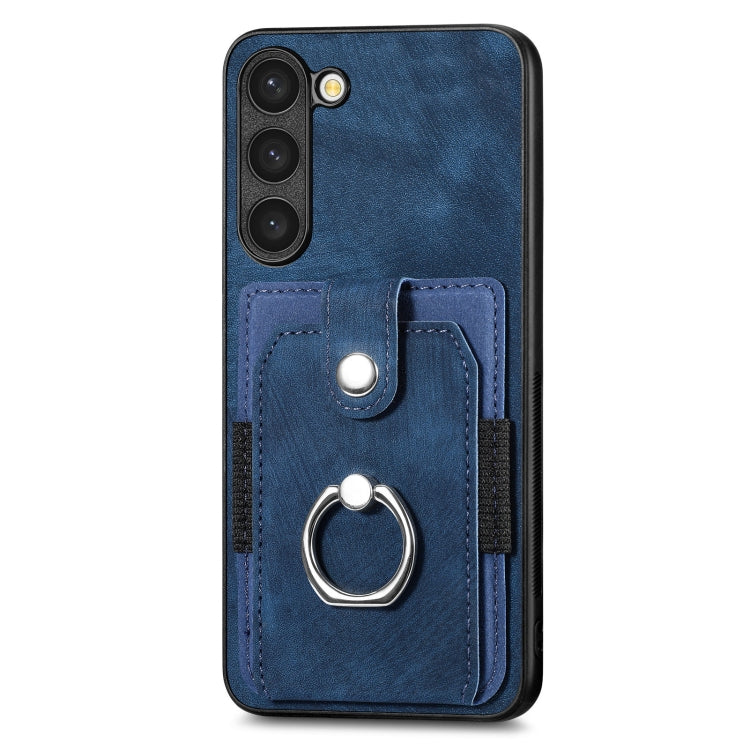 For Samsung Galaxy S20 FE Retro Skin-feel Ring Card Wallet Phone Case(Blue) by buy2fix