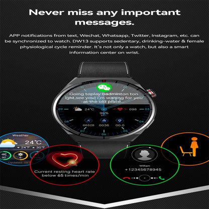 DW13 1.5 inch Color Screen Smart Watch,Support Heart Rate Monitoring / Blood Pressure Monitoring(Black) by buy2fix