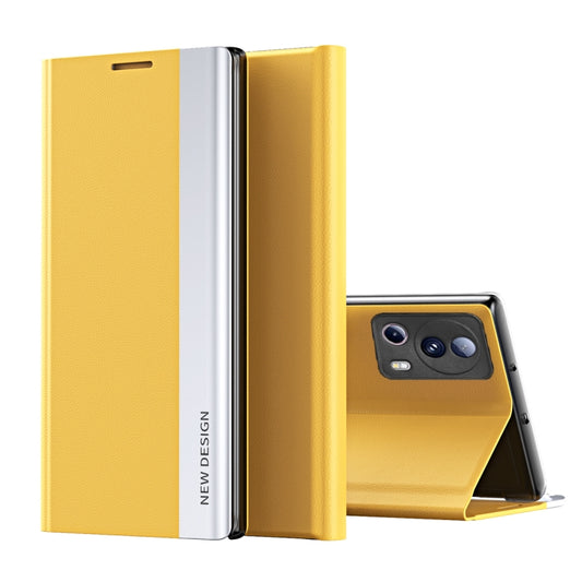For Xiaomi 13 Lite Side Electroplated Adsorption Leather Phone Case(Yellow) - Xiaomi Cases by buy2fix | Online Shopping UK | buy2fix