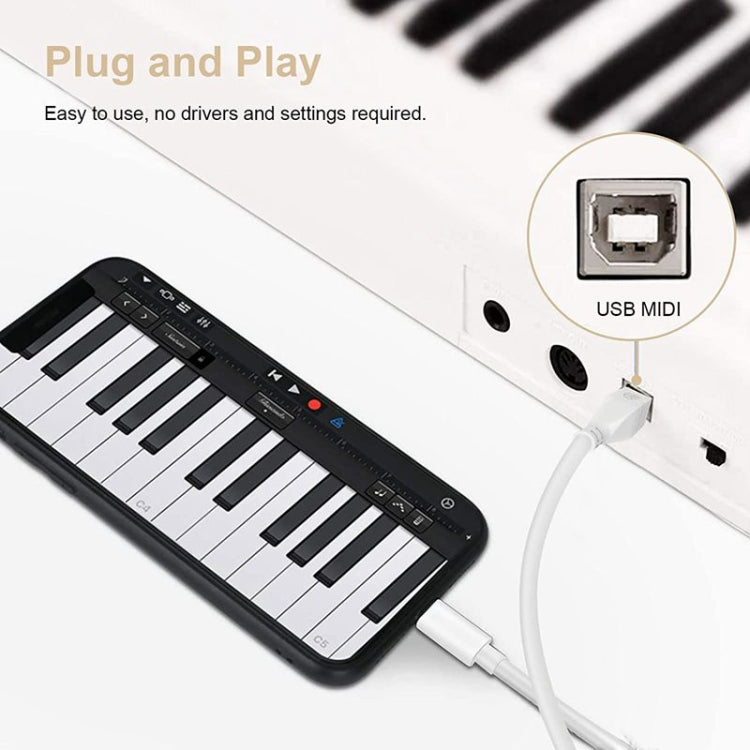 1m 8 Pin to USB-B MIDI Cable for iPad / iPhone - Multifunction Cable by buy2fix | Online Shopping UK | buy2fix