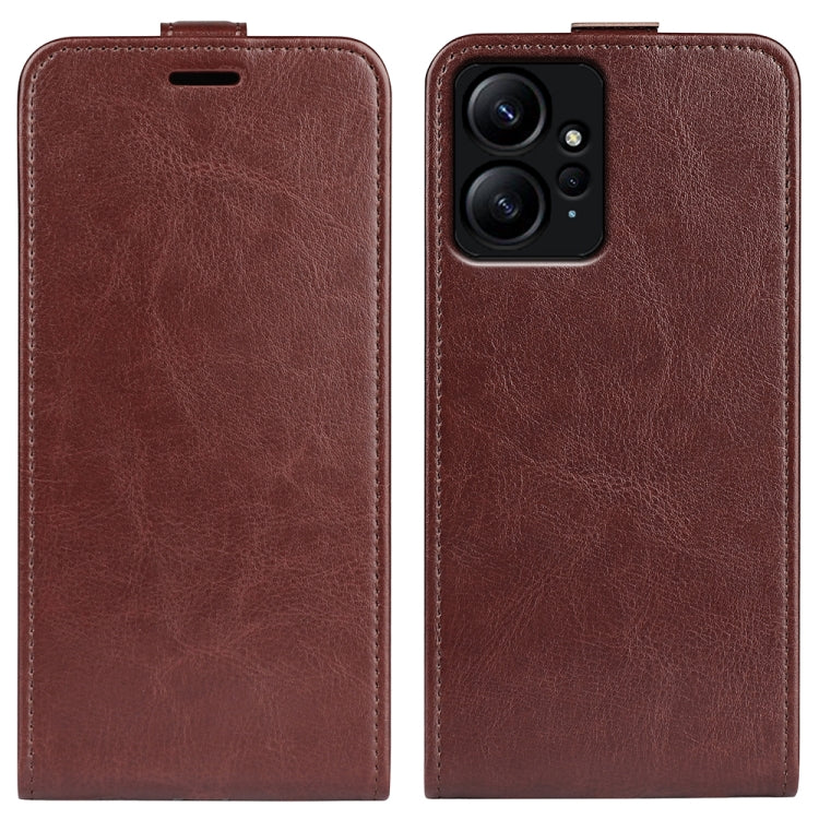 For Xiaomi Redmi Note 12 4G Global R64 Texture Vertical Flip Leather Phone Case(Brown) by buy2fix