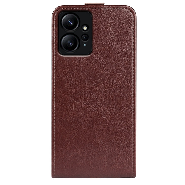 For Xiaomi Redmi Note 12 4G Global R64 Texture Vertical Flip Leather Phone Case(Brown) by buy2fix