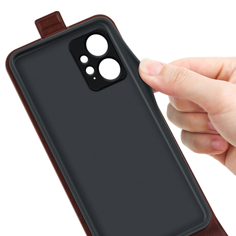For Xiaomi Redmi Note 12 4G Global R64 Texture Vertical Flip Leather Phone Case(Brown) by buy2fix