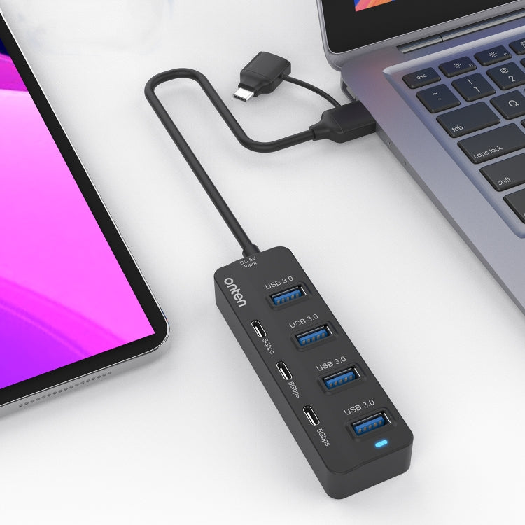 Onten UCA5306 7 in 2 USB3.0 + Type-C 7-Ports HUB Docking Station Support OTG Function - USB 3.0 HUB by Onten | Online Shopping UK | buy2fix