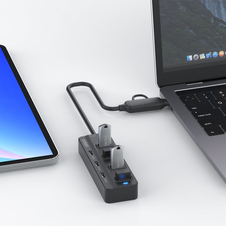 Onten UCA5306 7 in 2 USB3.0 + Type-C 7-Ports HUB Docking Station Support OTG Function - USB 3.0 HUB by Onten | Online Shopping UK | buy2fix