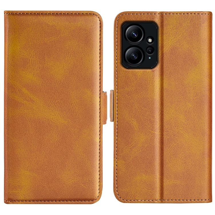 For Xiaomi Redmi Note 12 4G Global Dual-side Magnetic Buckle Horizontal Flip Leather Phone Case(Yellow) by buy2fix
