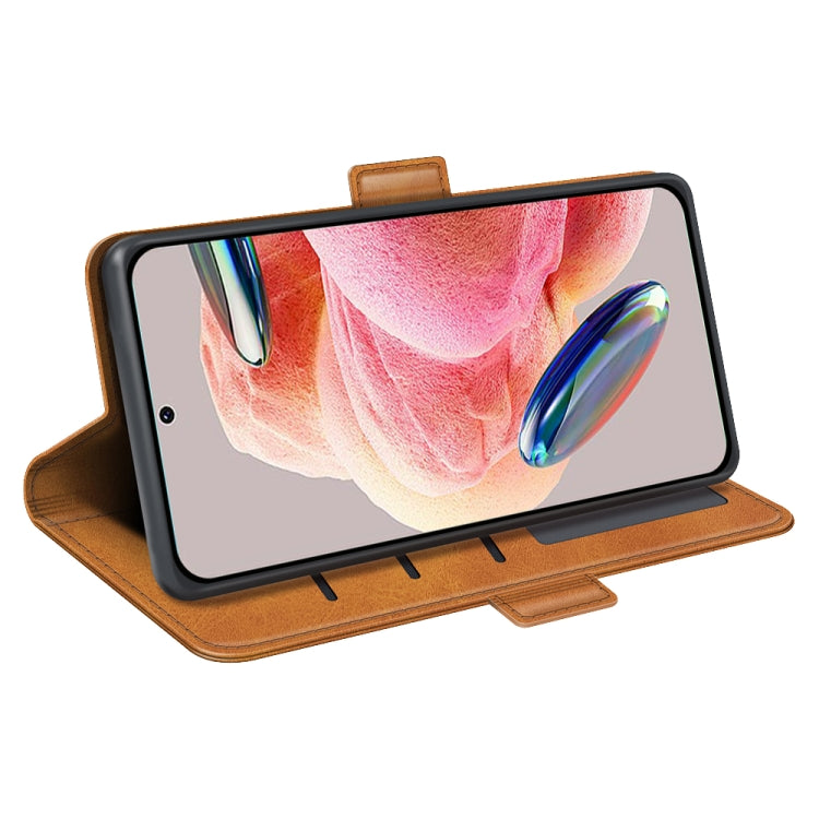 For Xiaomi Redmi Note 12 4G Global Dual-side Magnetic Buckle Horizontal Flip Leather Phone Case(Yellow) by buy2fix