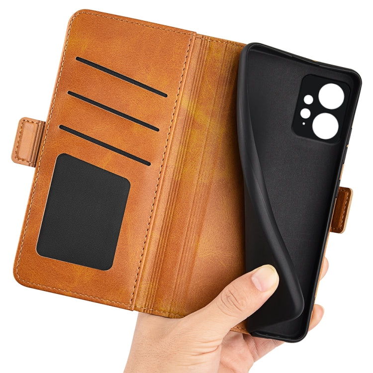 For Xiaomi Redmi Note 12 4G Global Dual-side Magnetic Buckle Horizontal Flip Leather Phone Case(Yellow) by buy2fix