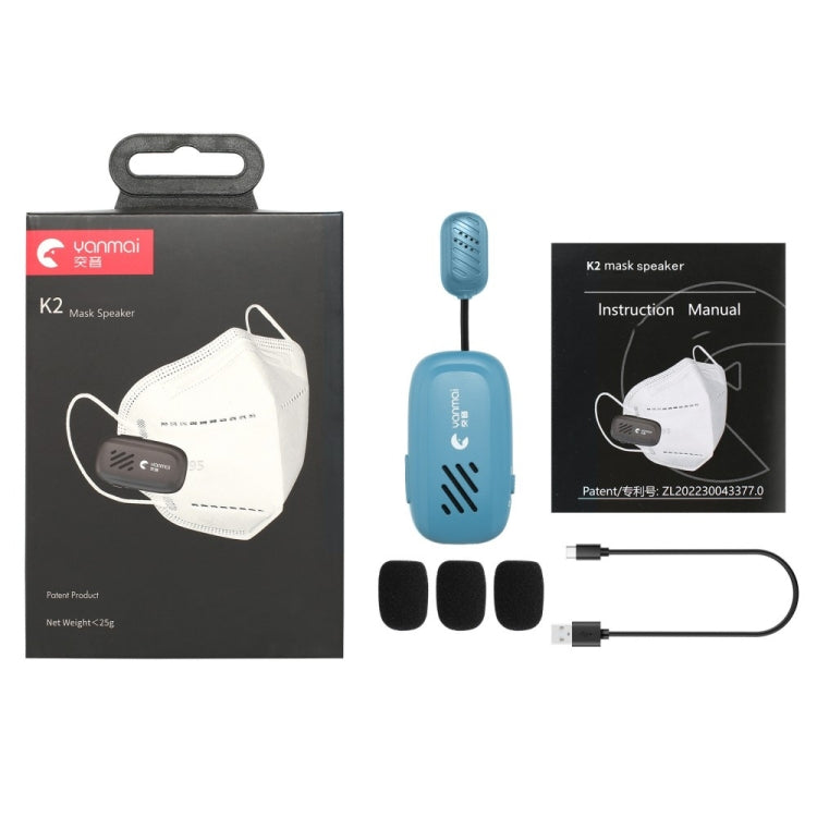 Yanmai K2 Portable Mini Wireless Bluetooth Lapel Microphone(Blue) - Microphone by Yanmai | Online Shopping UK | buy2fix