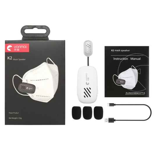 Yanmai K2 Portable Mini Wireless Bluetooth Lapel Microphone(White) - Microphone by Yanmai | Online Shopping UK | buy2fix