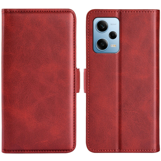 Pour Xiaomi Redmi Note 12 Pro 5G Global Double face Boucle magnétique Étui de téléphone en cuir à rabat horizontal (rouge)
