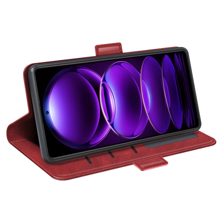 For Xiaomi Redmi Note 12 Pro+ Dual-side Magnetic Buckle Horizontal Flip Leather Phone Case(Red) by buy2fix