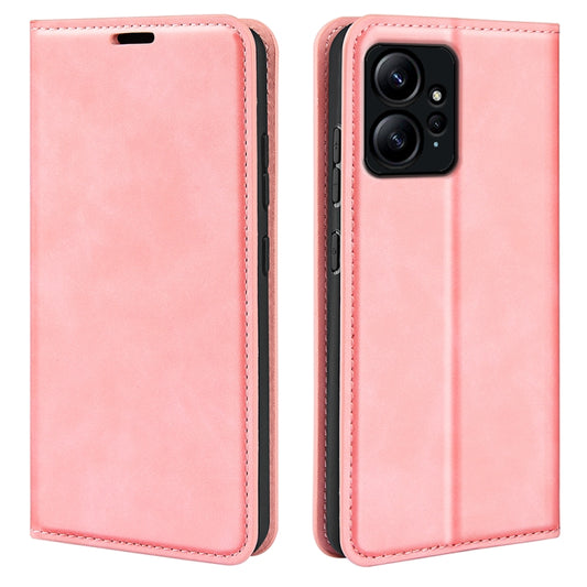 For Xiaomi Redmi Note 12 4G Global Retro-skin Magnetic Suction Leather Phone Case(Pink) by buy2fix