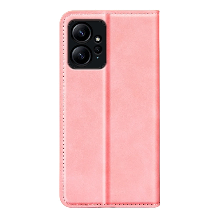 For Xiaomi Redmi Note 12 4G Global Retro-skin Magnetic Suction Leather Phone Case(Pink) by buy2fix