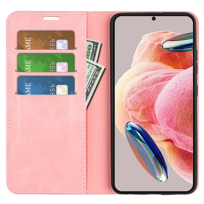 For Xiaomi Redmi Note 12 4G Global Retro-skin Magnetic Suction Leather Phone Case(Pink) by buy2fix
