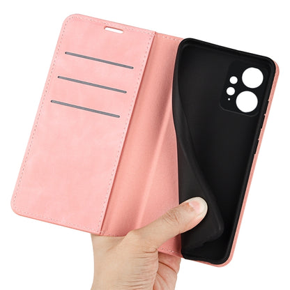 For Xiaomi Redmi Note 12 4G Global Retro-skin Magnetic Suction Leather Phone Case(Pink) by buy2fix