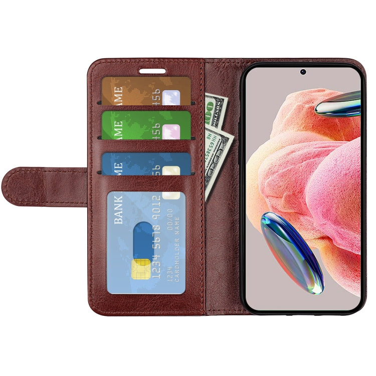 For Xiaomi Redmi Note 12 4G Global R64 Texture Horizontal Flip Leather Phone Case(Brown) by buy2fix