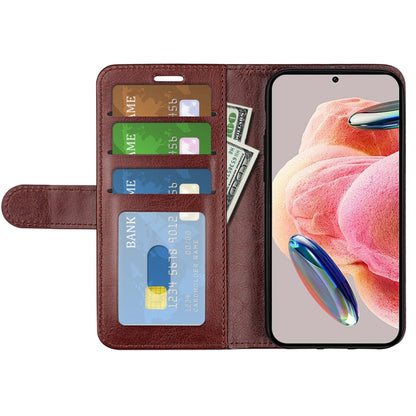For Xiaomi Redmi Note 12 4G Global R64 Texture Horizontal Flip Leather Phone Case(Brown) by buy2fix