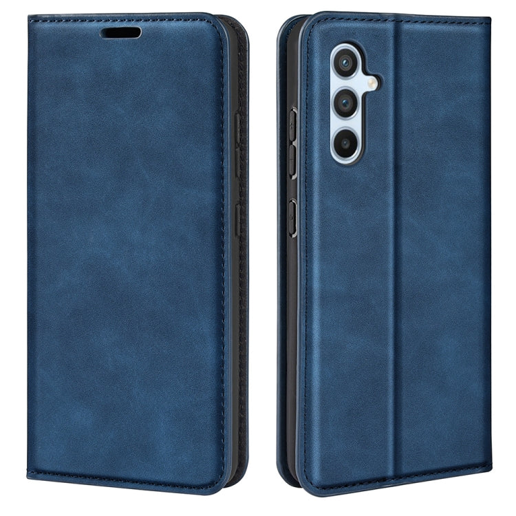 For Samsung Galaxy A54 5G Retro-skin Magnetic Suction Leather Phone Case(Dark Blue) by buy2fix