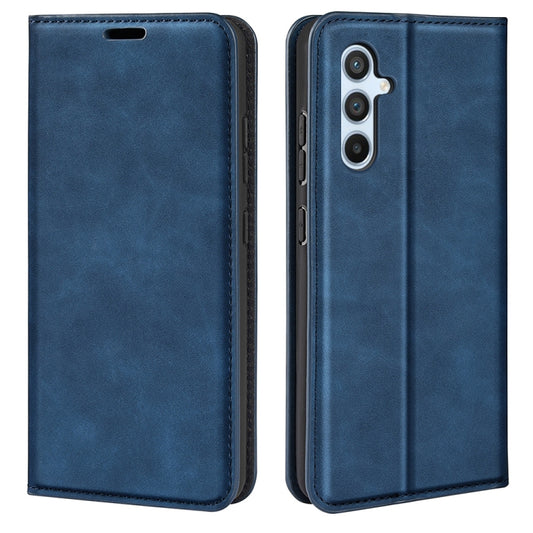 For Samsung Galaxy A54 5G Retro-skin Magnetic Suction Leather Phone Case(Dark Blue) by buy2fix