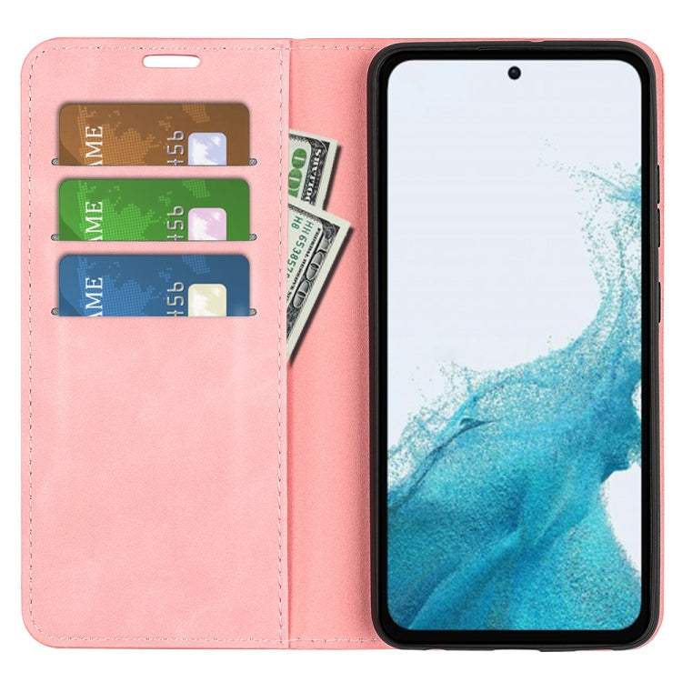 For Samsung Galaxy A54 5G Retro-skin Magnetic Suction Leather Phone Case(Pink) by buy2fix