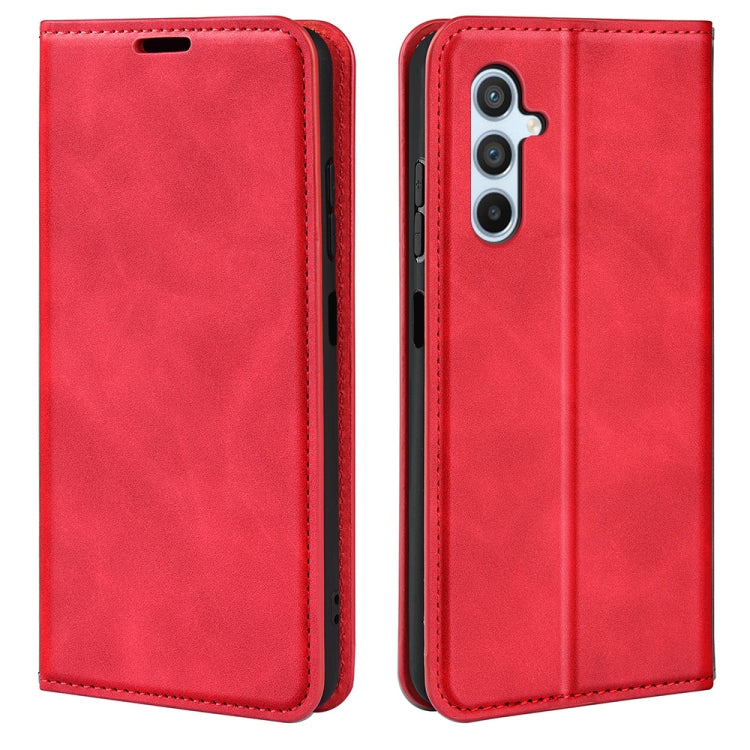 For Samsung Galaxy A54 5G Retro-skin Magnetic Suction Leather Phone Case(Red) by buy2fix
