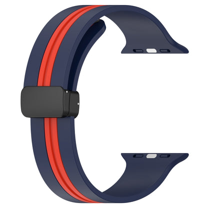Magnetic Clasp Two-Color Silicone Watch Band For Apple Watch Ultra 49mm(Midnight Blue +Red) - Watch Bands by buy2fix | Online Shopping UK | buy2fix