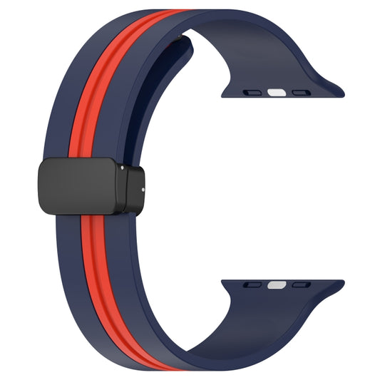 Magnetic Clasp Two-Color Silicone Watch Band For Apple Watch Ultra 49mm(Midnight Blue +Red) - Watch Bands by buy2fix | Online Shopping UK | buy2fix