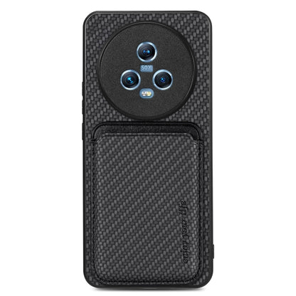 For Honor Magic5 Carbon Fiber Leather Card Magsafe Magnetic Phone Case(Black) - Honor Cases by buy2fix | Online Shopping UK | buy2fix