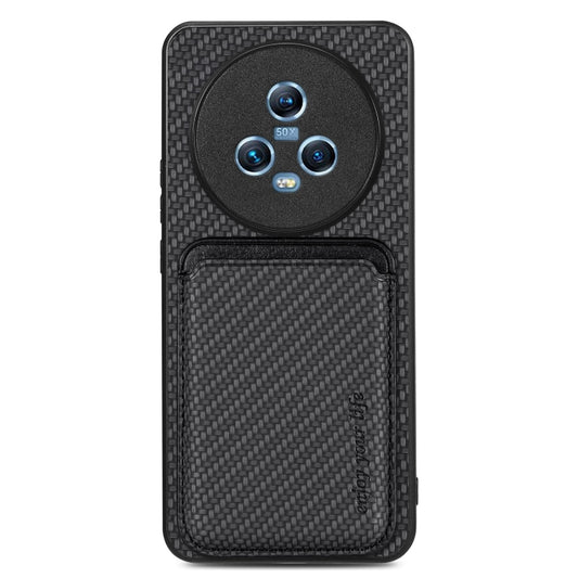 For Honor Magic5 Carbon Fiber Leather Card Magsafe Magnetic Phone Case(Black) - Honor Cases by buy2fix | Online Shopping UK | buy2fix