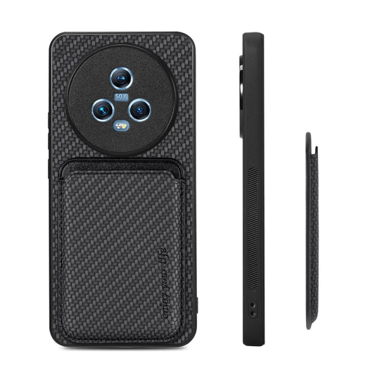 For Honor Magic5 Carbon Fiber Leather Card Magsafe Magnetic Phone Case(Black) - Honor Cases by buy2fix | Online Shopping UK | buy2fix