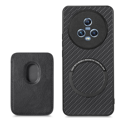 For Honor Magic5 Carbon Fiber Leather Card Magsafe Magnetic Phone Case(Black) - Honor Cases by buy2fix | Online Shopping UK | buy2fix