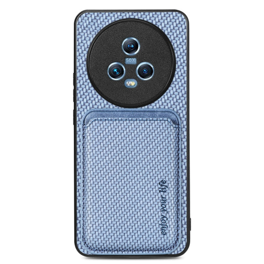 For Honor Magic5 Carbon Fiber Leather Card Magsafe Magnetic Phone Case(Blue) - Honor Cases by buy2fix | Online Shopping UK | buy2fix