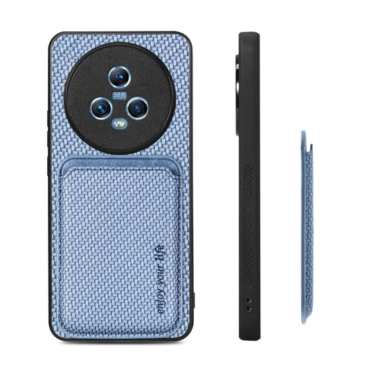 For Honor Magic5 Carbon Fiber Leather Card Magsafe Magnetic Phone Case(Blue) - Honor Cases by buy2fix | Online Shopping UK | buy2fix