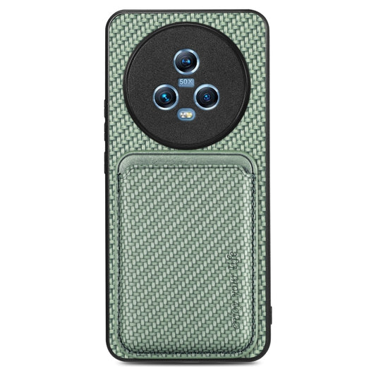 For Honor Magic5 Carbon Fiber Leather Card Magsafe Magnetic Phone Case(Green) - Honor Cases by buy2fix | Online Shopping UK | buy2fix