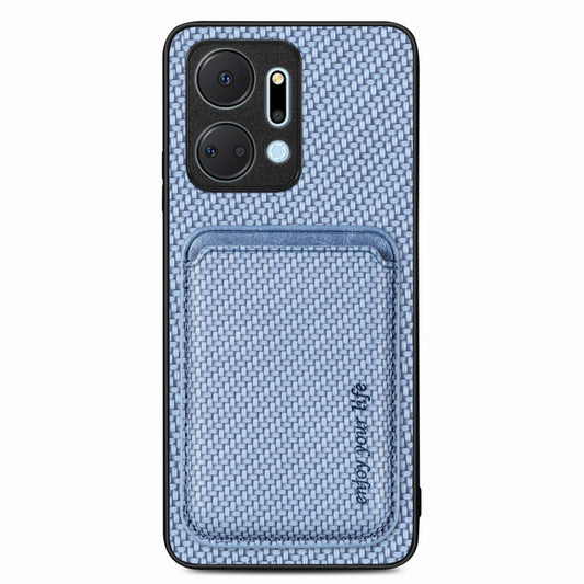 For Honor X7A Carbon Fiber Leather Card Magsafe Magnetic Phone Case(Blue) - Honor Cases by buy2fix | Online Shopping UK | buy2fix