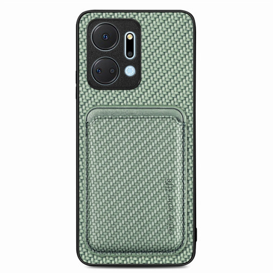 For Honor X7A Carbon Fiber Leather Card Magsafe Magnetic Phone Case(Green) - Honor Cases by buy2fix | Online Shopping UK | buy2fix