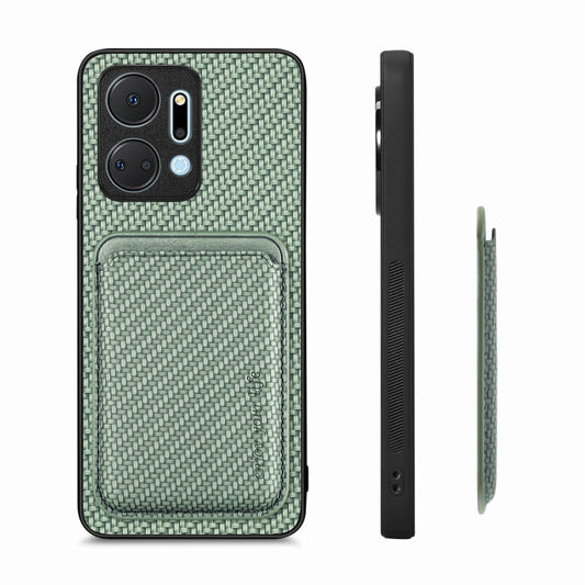 For Honor X7A Carbon Fiber Leather Card Magsafe Magnetic Phone Case(Green) - Honor Cases by buy2fix | Online Shopping UK | buy2fix