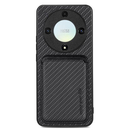 For Honor X9A Carbon Fiber Leather Card Magsafe Magnetic Phone Case(Black) - Honor Cases by buy2fix | Online Shopping UK | buy2fix