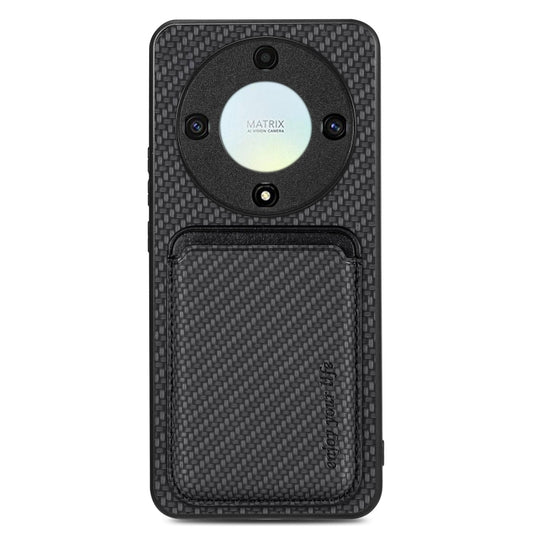 For Honor X9A Carbon Fiber Leather Card Magsafe Magnetic Phone Case(Black) - Honor Cases by buy2fix | Online Shopping UK | buy2fix