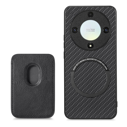 For Honor X9A Carbon Fiber Leather Card Magsafe Magnetic Phone Case(Black) - Honor Cases by buy2fix | Online Shopping UK | buy2fix