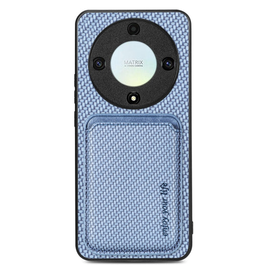 For Honor X9A Carbon Fiber Leather Card Magsafe Magnetic Phone Case(Blue) - Honor Cases by buy2fix | Online Shopping UK | buy2fix
