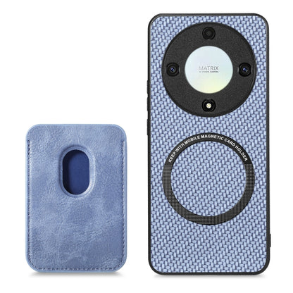 For Honor X9A Carbon Fiber Leather Card Magsafe Magnetic Phone Case(Blue) - Honor Cases by buy2fix | Online Shopping UK | buy2fix