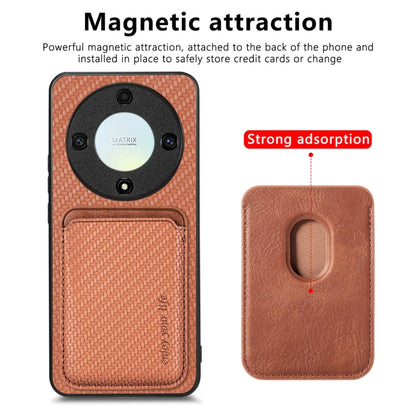 For Honor X9A Carbon Fiber Leather Card Magsafe Magnetic Phone Case(Brown) - Honor Cases by buy2fix | Online Shopping UK | buy2fix