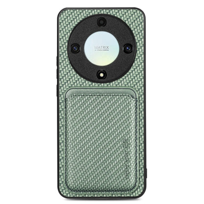 For Honor X9A Carbon Fiber Leather Card Magsafe Magnetic Phone Case(Green) - Honor Cases by buy2fix | Online Shopping UK | buy2fix
