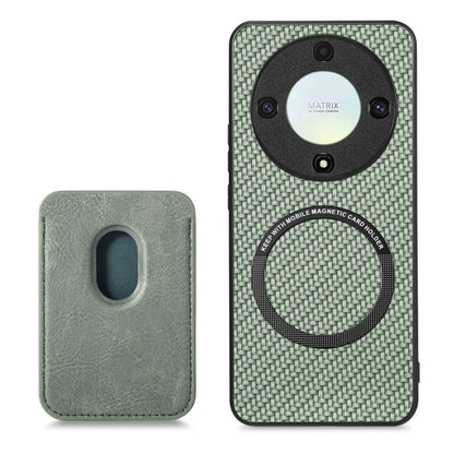 For Honor X9A Carbon Fiber Leather Card Magsafe Magnetic Phone Case(Green) - Honor Cases by buy2fix | Online Shopping UK | buy2fix
