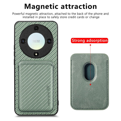 For Honor X9A Carbon Fiber Leather Card Magsafe Magnetic Phone Case(Green) - Honor Cases by buy2fix | Online Shopping UK | buy2fix