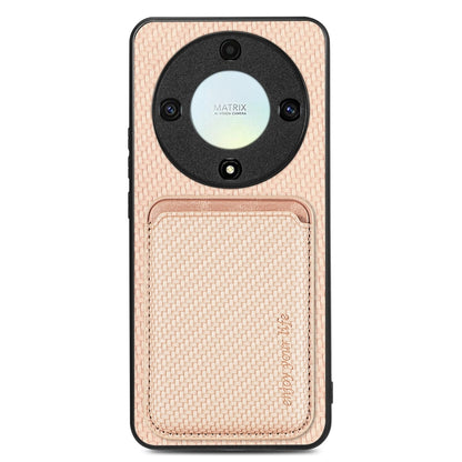 For Honor X9A Carbon Fiber Leather Card Magsafe Magnetic Phone Case(Khaki) - Honor Cases by buy2fix | Online Shopping UK | buy2fix
