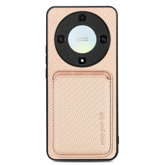 For Honor X9A Carbon Fiber Leather Card Magsafe Magnetic Phone Case(Khaki) - Honor Cases by buy2fix | Online Shopping UK | buy2fix