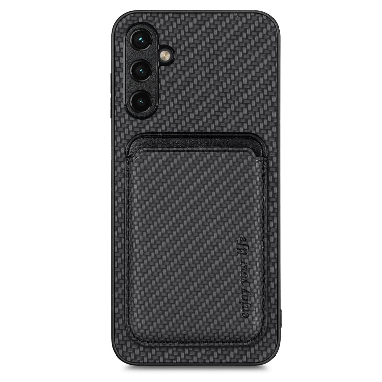 For Samsung Galaxy A34 5G Carbon Fiber Leather Card Magsafe Magnetic Phone Case(Black) - Galaxy Phone Cases by buy2fix | Online Shopping UK | buy2fix